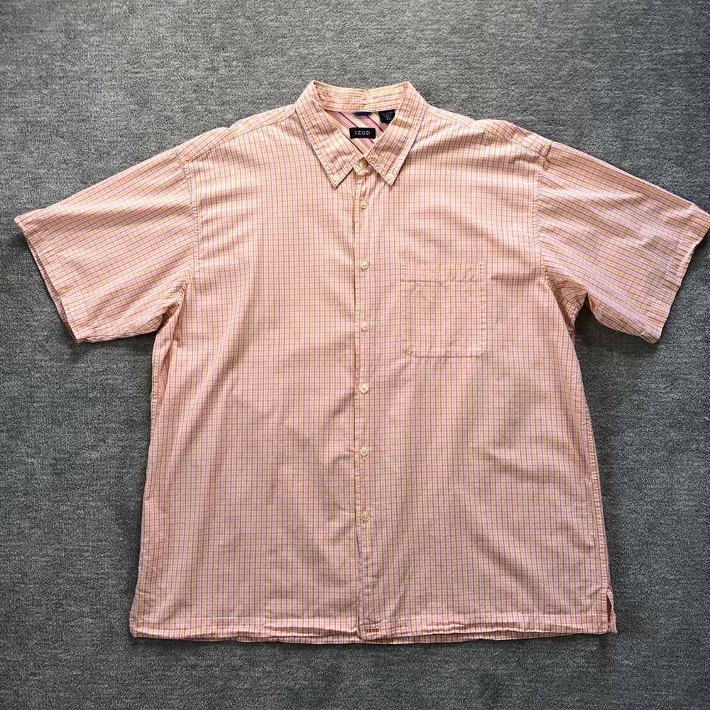 Izod Pastel Plaid Short Sleeve Button Down
